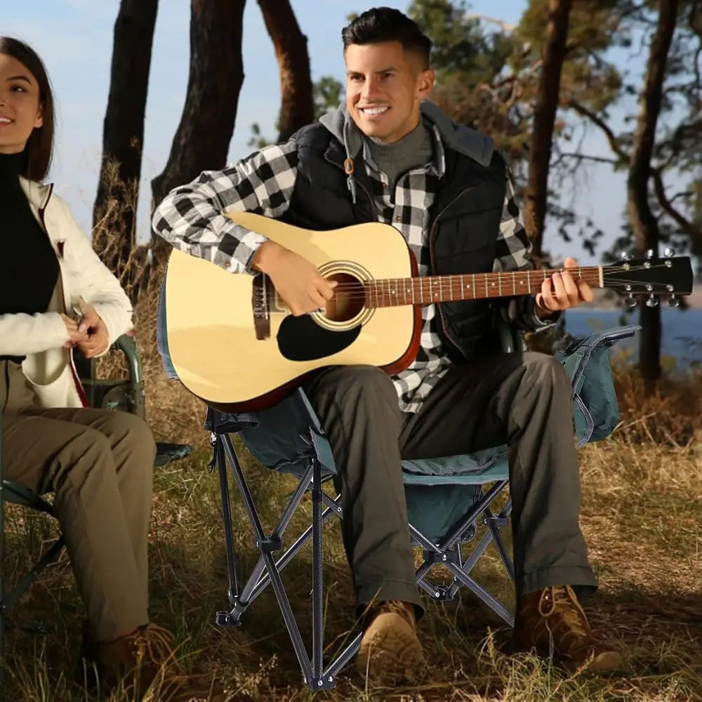 Insulated Warm Chair for Camping with Cooler & Side Pocket, Heavy Duty, Portable Power Supply