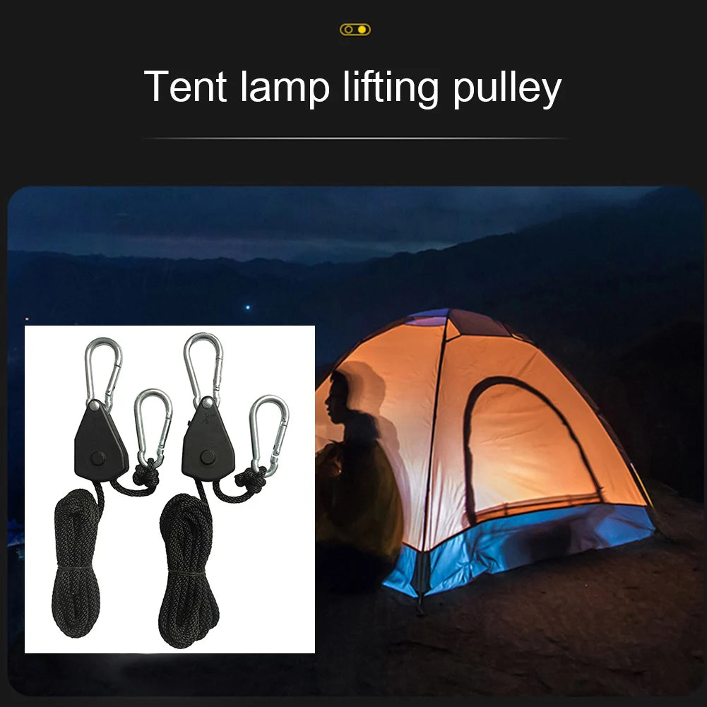 1-16pcs 2m Camping Tent Rope Tensioners Lanyard Hanging Awning Tensioners Ratchet Hanger Pulley Lifting Pulley Hook