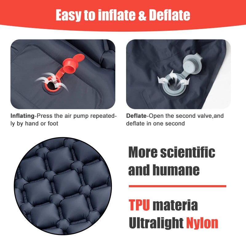 PACOONE Outdoor Sleeping Pad Camping Inflatable Mattress Built-in Pump Ultralight Air Cushion Travel Mat With Headrest For Travel - Macgyverzoutpost