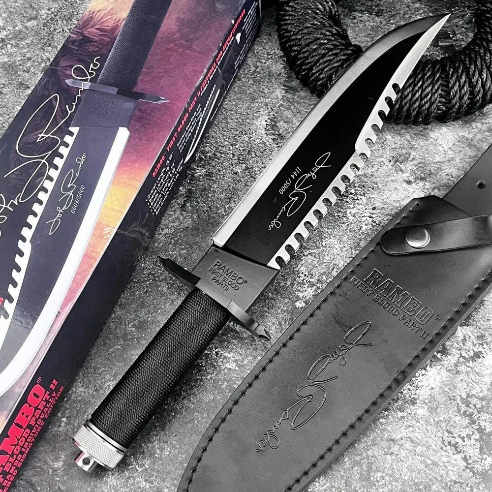 RAMBO Fixed Blade Knife 9Cr18Mov Blade Outdoor Hunting Survival Defense Tactical Combat Cutting Durable Camping Knife