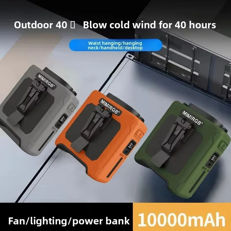 10000mAh Portable Waist Clip Fan Neck Hanging Fan for Outdoor Working Travel cooling fan with Power bank function - Macgyverzoutpost