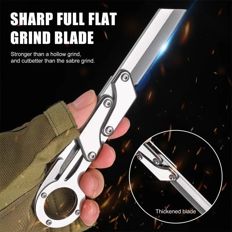1PC Multifunctional Stainless Steel Folding Pocket Knife Creative Deformation Design for Outdoor Survival