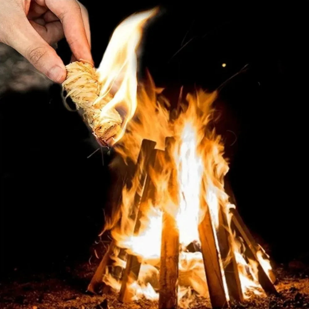 10X Natural Wood Wool Fire Starter Wax Wood Roll Smokeless Quick Ignition Camping Firestarter for Outdoor camping Barbecue Stove