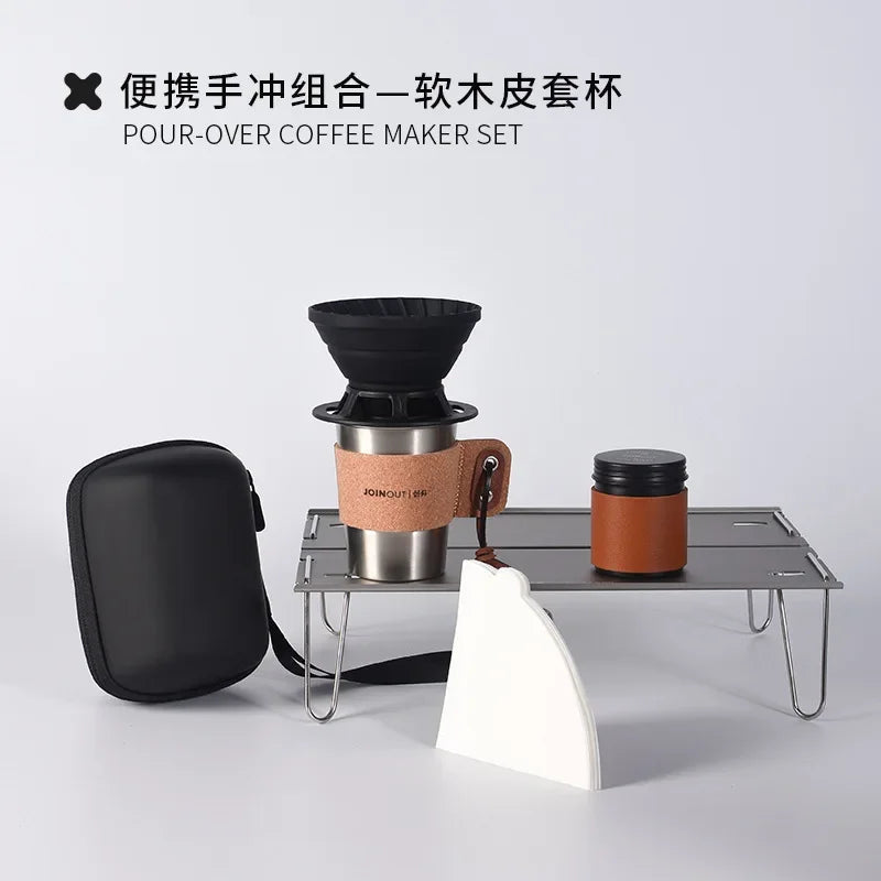 Travelling Hand Brewed Coffee Set,Outdoor Car Carrying Camping Portable Silicone Filter Mug,Entry Level Coffee Utensils