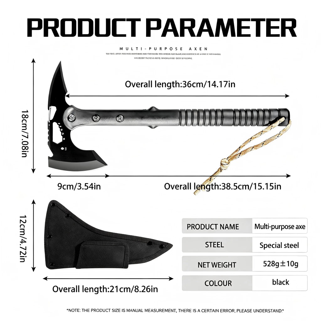 Multifunctional Camping Hatchet Non Slip Grooved Handle Portable Hand Axe With Protective Nylon Sheath Lightweight Outdoor Cutting Tool For Camping Firewood Cutting Hiking Backpacking