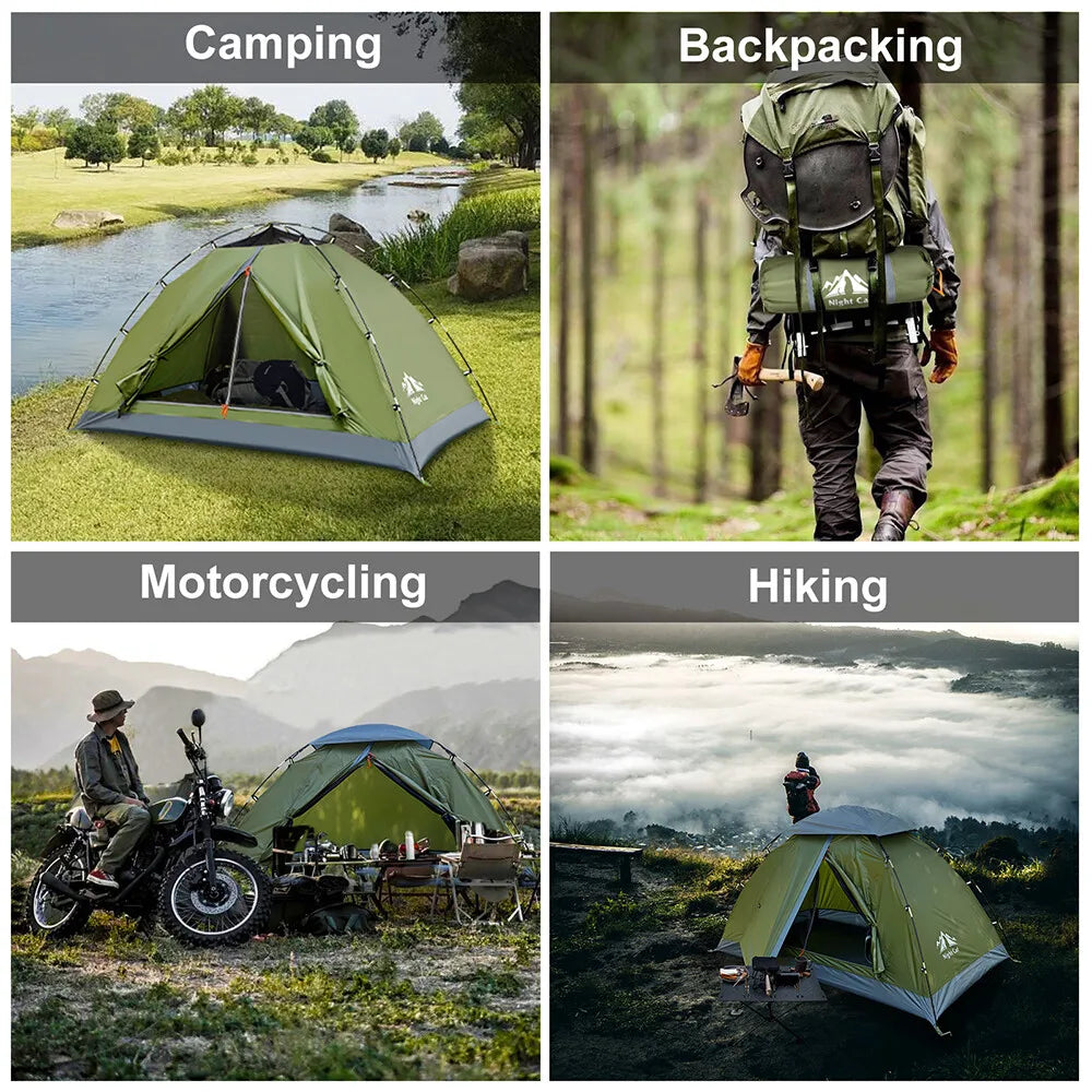 Night Cat Upgraded Backpacking Tents 1- 2 Persons Easy Clip Setup Camping Tent Adults Heavy Rainproof Compact Lightweight - Macgyverzoutpost