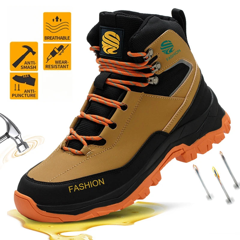 All Season Industrial Safety Shoes for Men Women Steel Toe Sneakers with Impact Resistant Steel Toe Cap Lightweight Comfortable Design for Construction Work Wear Resistant Durable for Daily Labor Full Sizes