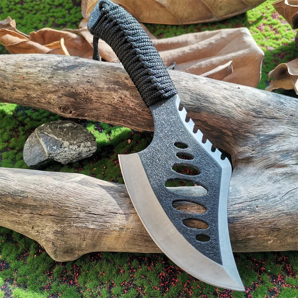 Stainless Steel Survival Hunting Tomahawk Axe - Lightweight Camping Hand Fire Axe with Paracord Handle and Nylon Sheath