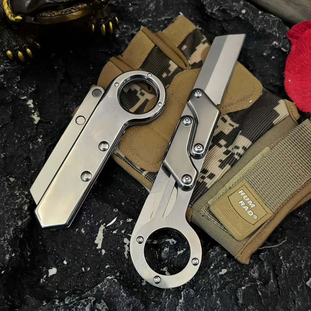 1PC Multifunctional Stainless Steel Folding Pocket Knife Creative Deformation Design for Outdoor Survival