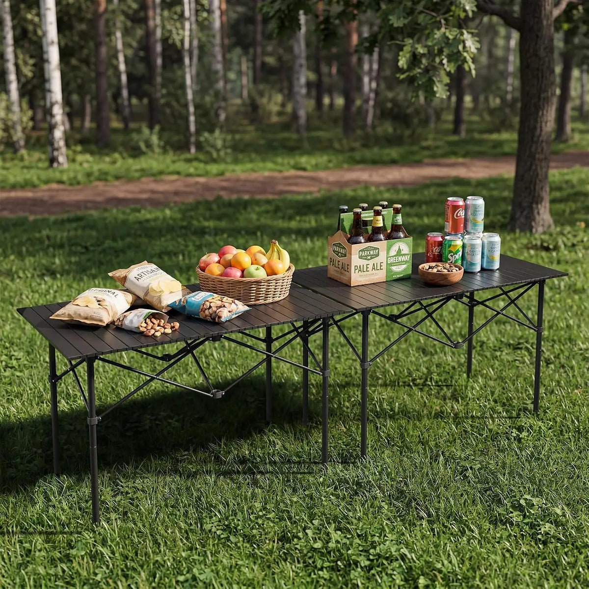 Tacleekii Portable Folding Camping Table, Portable Aluminum Adjustable Collapsible Roll-Up Camping Table Height Outdoor Table, Lightweight, Waterproof