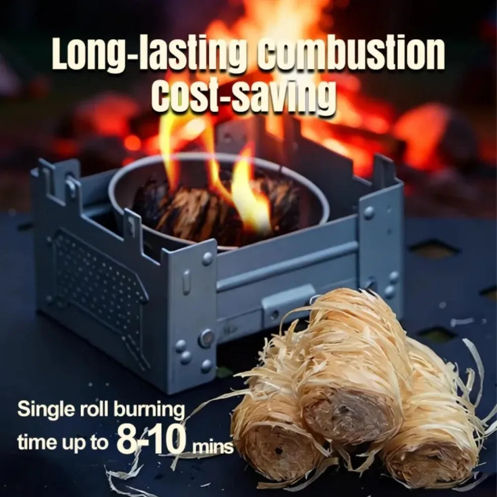 10X Natural Wood Wool Fire Starter Wax Wood Roll Smokeless Quick Ignition Camping Firestarter for Outdoor camping Barbecue Stove