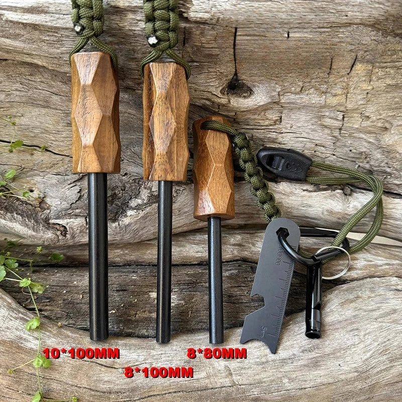 New Outdoor Fire Starting Magnesium Rods Stone Fire Starter Survival Belt with Leather Rope Strong Scraper for Camping Hiking