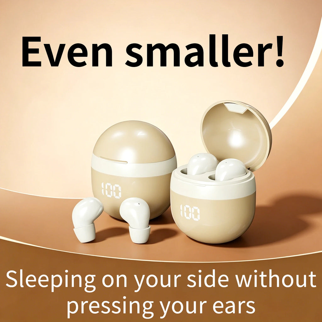 Small Wireless Bluetooth Headphones, Side Sleeping Not Pressing Ear And Sports Invisible In Ear Noise Cancelling, Low Latency, Long Battery Life HiFi Bass 6D Sound Effect Sleep Earbuds For Android IOS