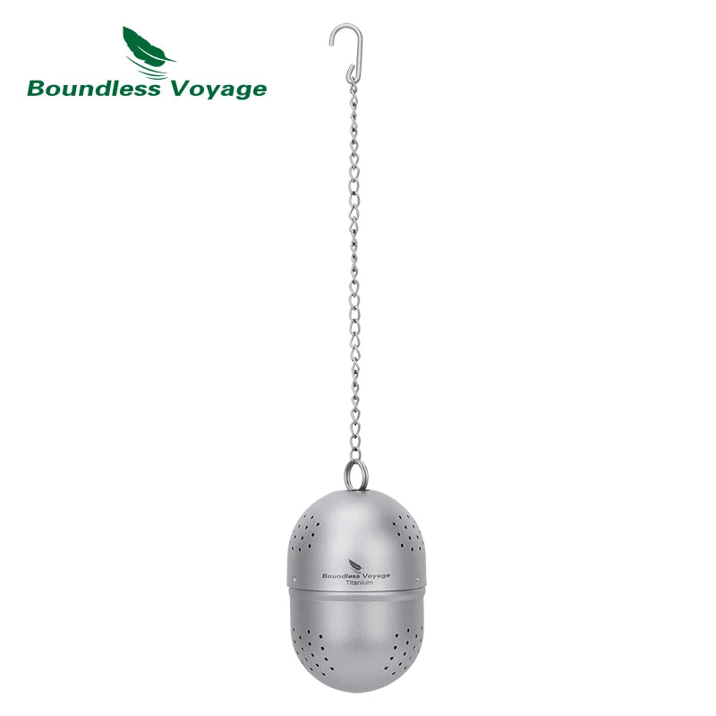 Boundless Voyage Titanium Tea Strainer Infusers Tea Ball with Extended Chain & Hook for Loose Tea, Herbs Ti/3207A - Macgyverzoutpost