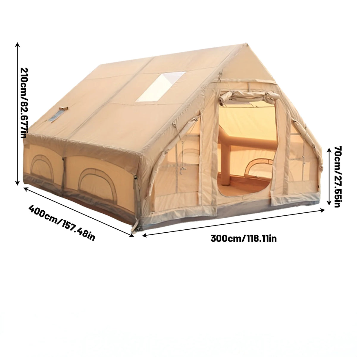 Inflatable Camping Tent for 4-8 People- Quick SetupBlow-Up Tent, 4-Season Versatile, Waterproof PortableOutdoor Tent with Stove outlet