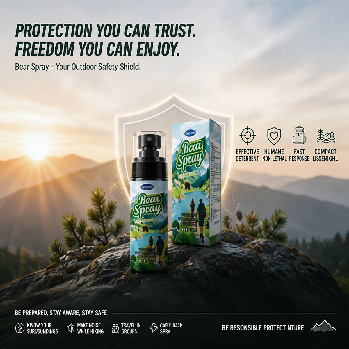 100ml Wildlife Repellent Spray Safety Lock Bear Dog Deterrent Pepper Oil Non-Lethal Camping Outdoor Hiking Forest Animal Gear