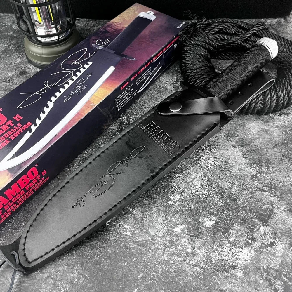 RAMBO Fixed Blade Knife 9Cr18Mov Blade Outdoor Hunting Survival Defense Tactical Combat Cutting Durable Camping Knife