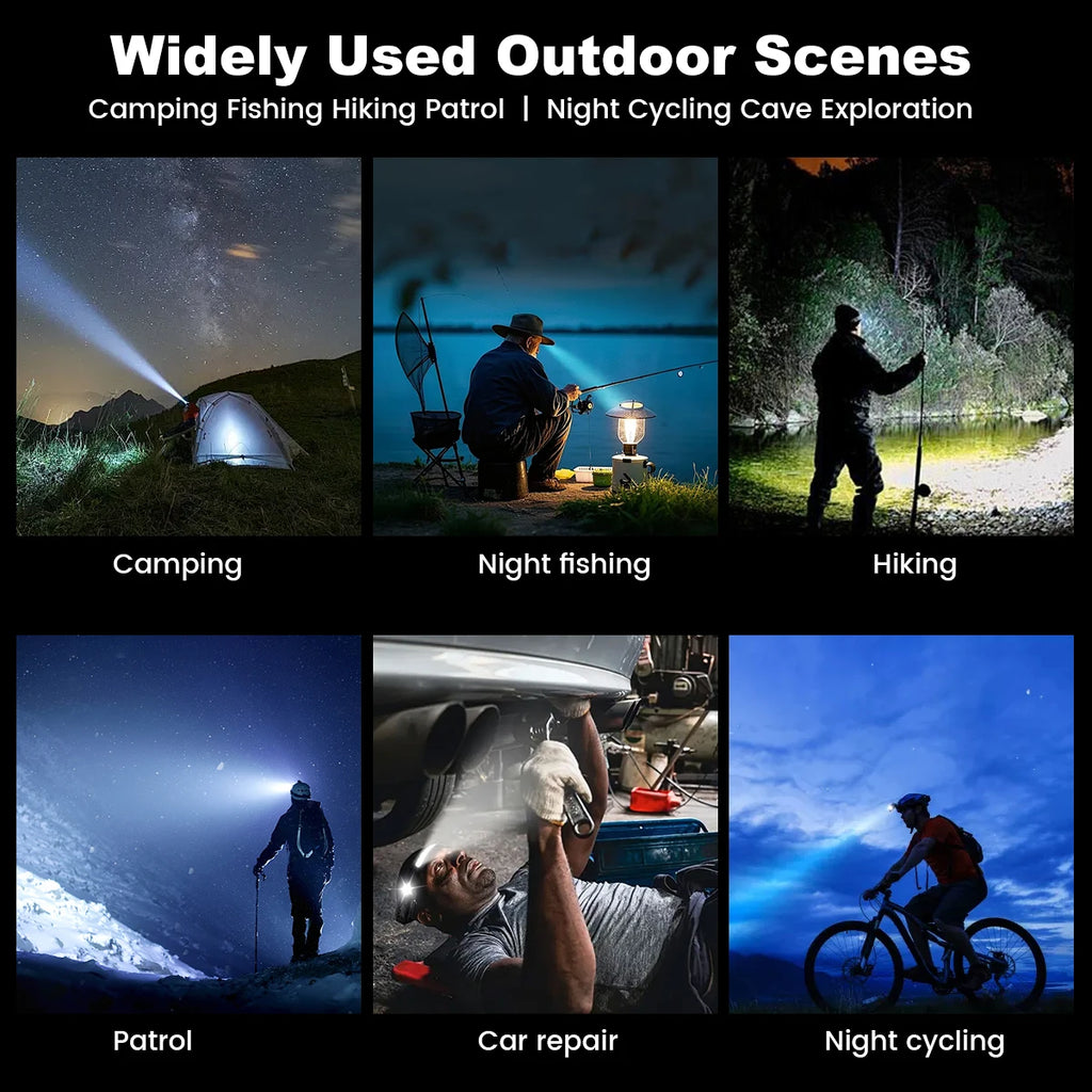 1000mAh COB LED Headlamp Induction Head Lamp Built-in Battery USB Rechargeable Head Flashlight Outdoor Camping Fishing Sensor Headlight - Macgyverzoutpost