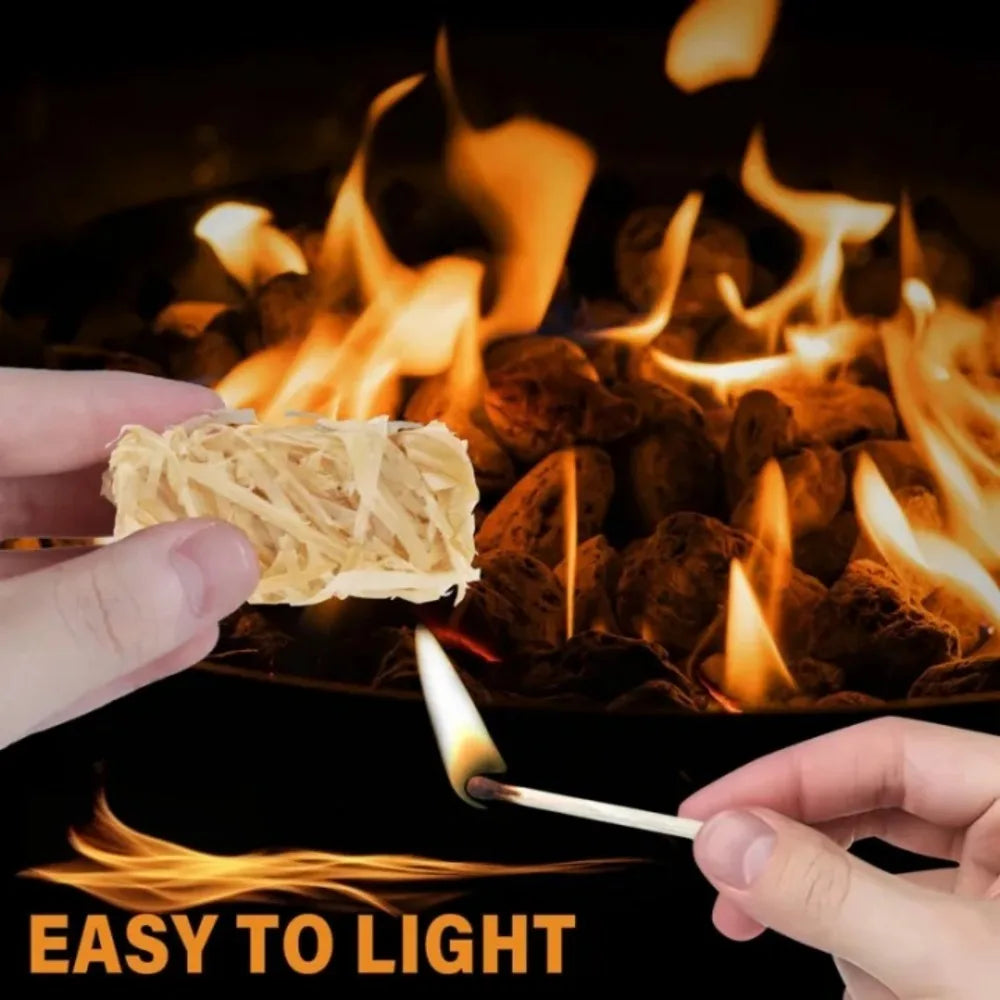 10X Natural Wood Wool Fire Starter Wax Wood Roll Smokeless Quick Ignition Camping Firestarter for Outdoor camping Barbecue Stove