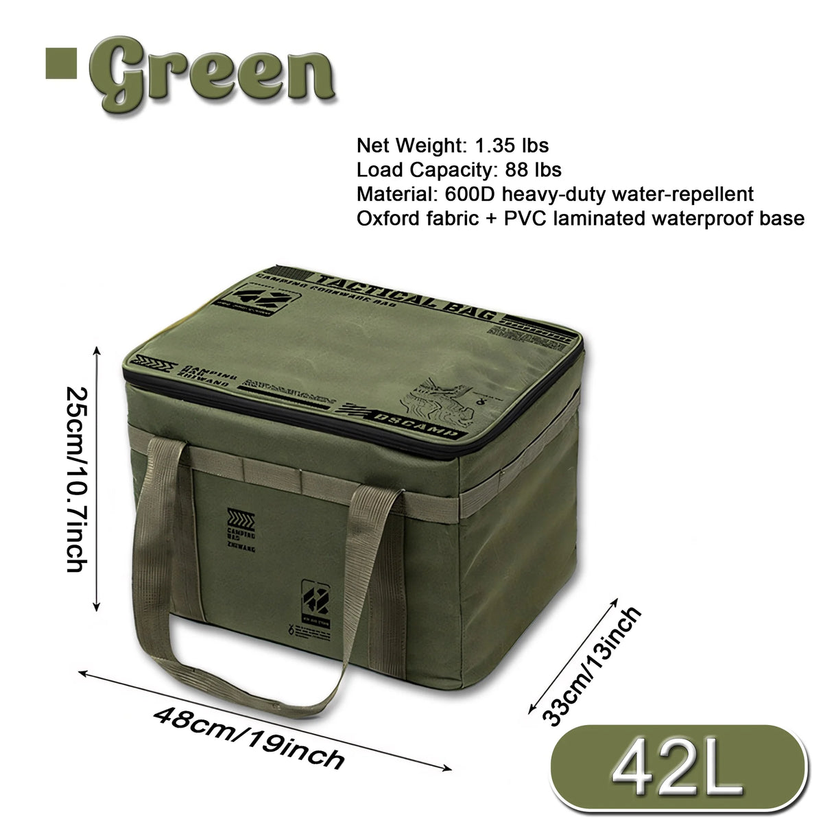 Large Capacity Camping Storage Bag Heavy Duty Water Repellent 600D Oxford Tactical Gear, Organizer, Foldable, Cookware Storage Bin, Travel Accessories - Macgyverzoutpost