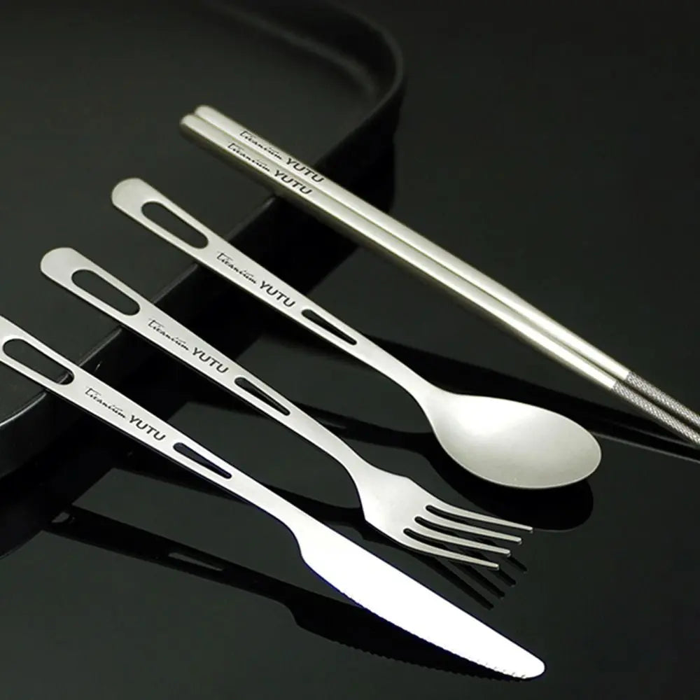 Portable Outdoor Dinnerware Sets Ultralight Travelling Knife Fork Spoon Chopstick Titanium Tableware Flatware Set Camping - Macgyverzoutpost