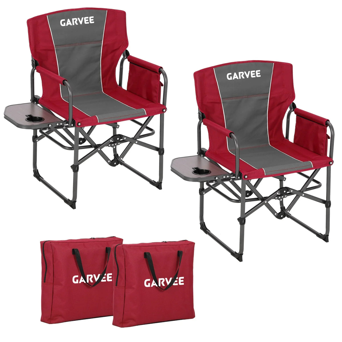 1 Pack / 2 Pack Oversized Heavy Duty Folding Directors Chair for Adults, 400 Lbs Capacity Portable Camping Chair with Side Table, Cup Holder & Side Pocket,