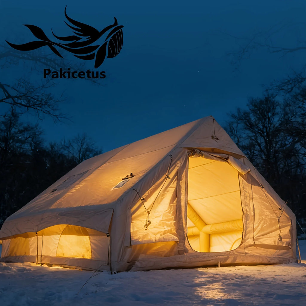 Inflatable Camping Tent for 4-8 People- Quick SetupBlow-Up Tent, 4-Season Versatile, Waterproof PortableOutdoor Tent with Stove outlet
