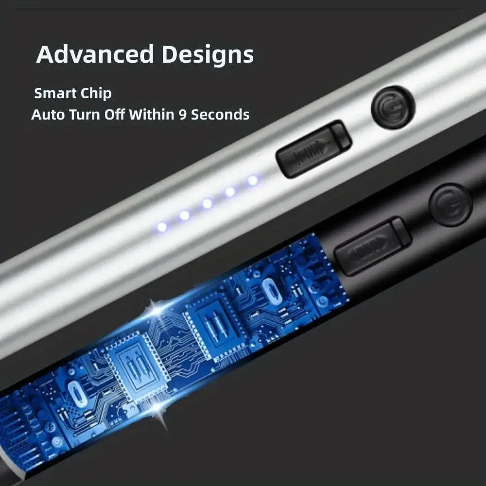 3PCS/Set USB Rechargeable Electric Lighter LED Display 360 Degree Rotation Windproof Lighters for Smokers Kitchen BBQ Candle Use