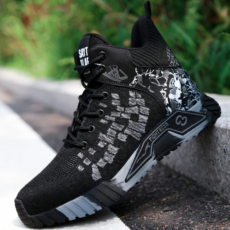 Breathable Camo Men Indestructible Steel Toe Construction Work Boots Anti-smash Stab-resistant Safety Shoes Biker