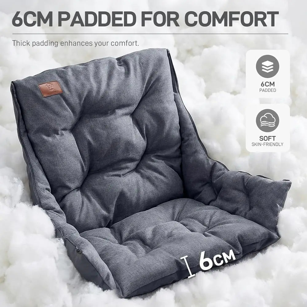 Durable 2-Piece Camping Chairs with Detachable Cushions, Supporting Up to 400lbs, Grey