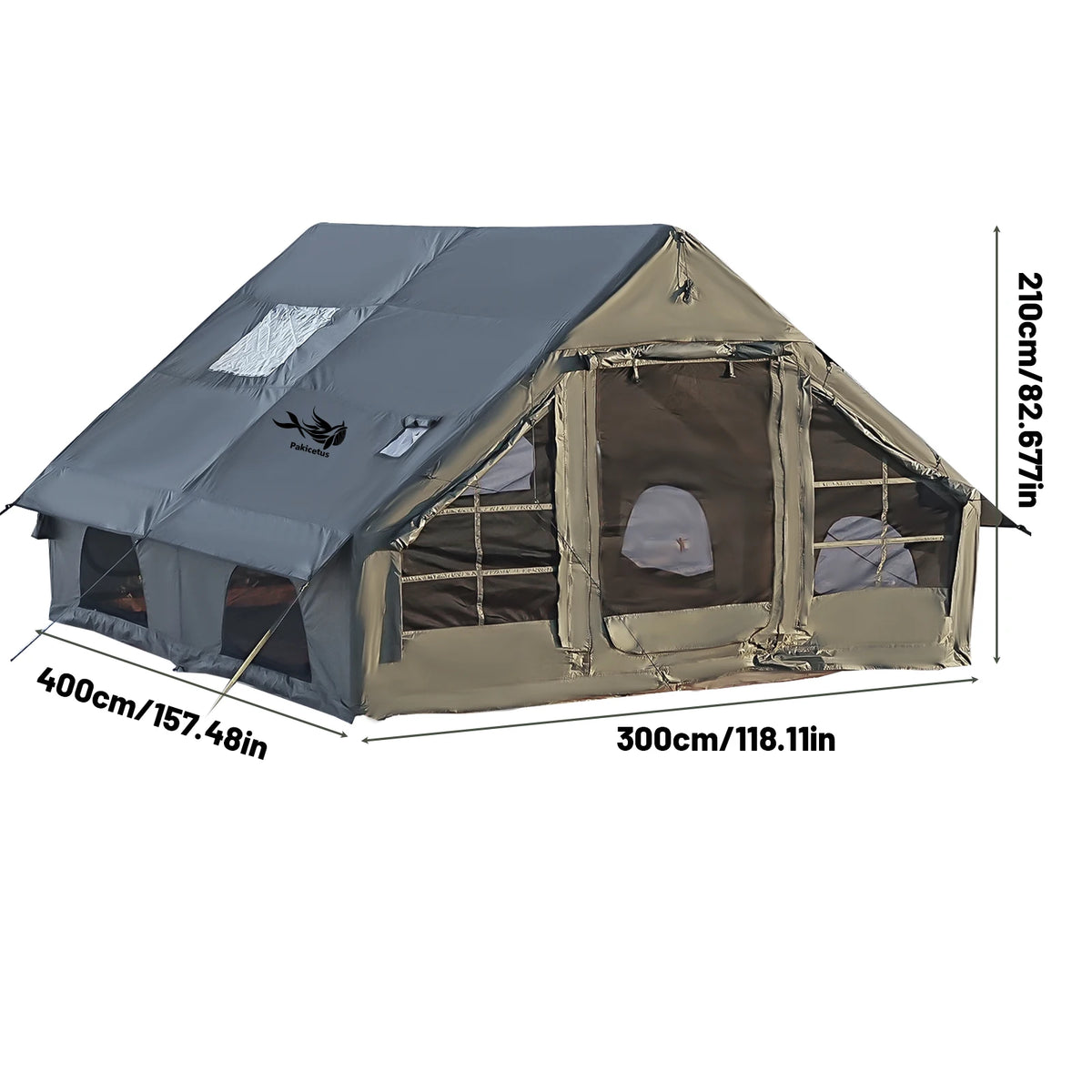 Inflatable Camping Tent for 4-8 People- Quick SetupBlow-Up Tent, 4-Season Versatile, Waterproof PortableOutdoor Tent with Stove outlet