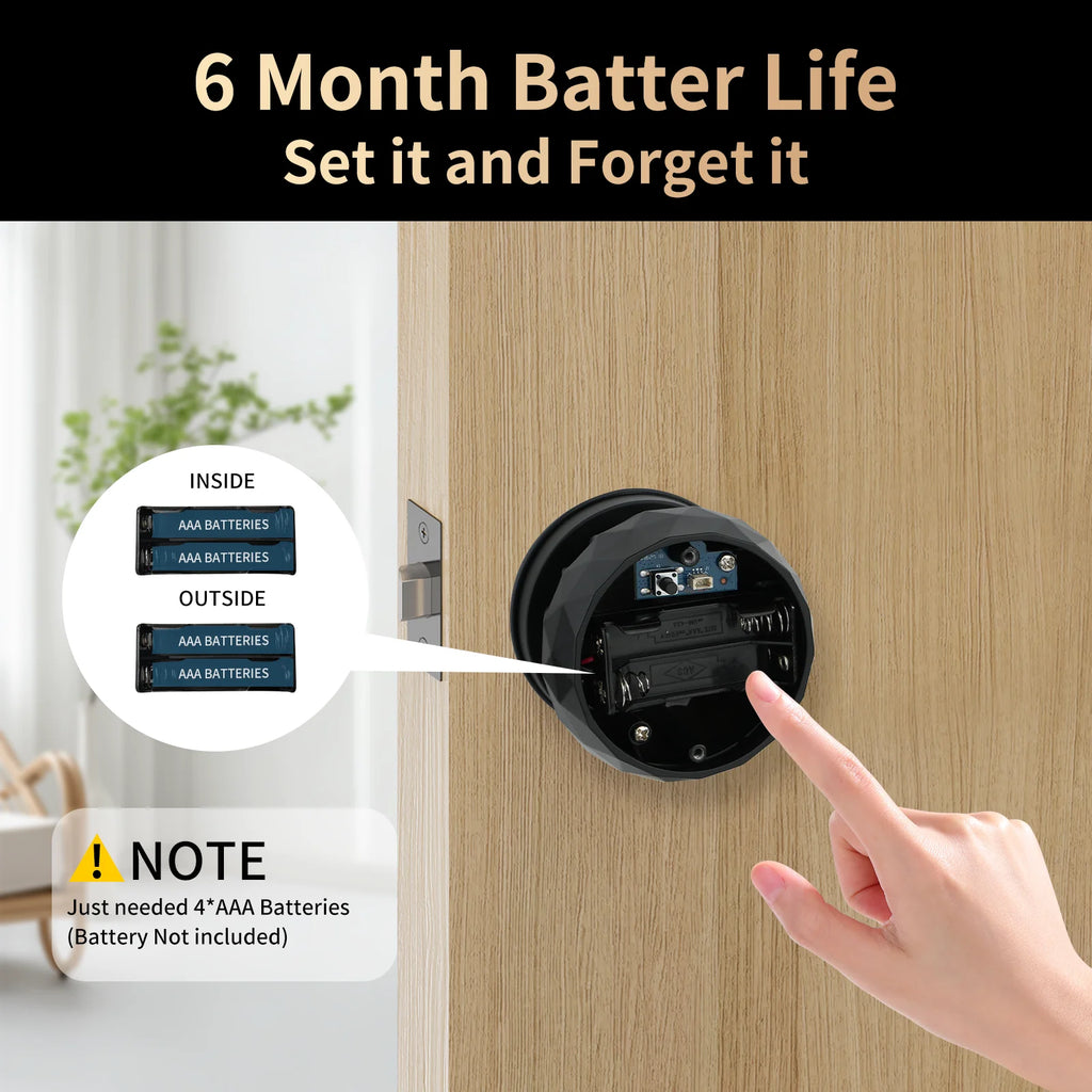 Viladepot Smart Lock Fingerprint, Passcode, App Control, Type-C Emergency Power, Indoor Door Lock - Macgyverzoutpost