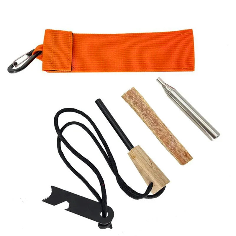 1 Set Same As Bear Grylls' Style Survival Fire Starter Magnesium Flint Rod Portable Emergency Lighters for Camping Hiking Tools