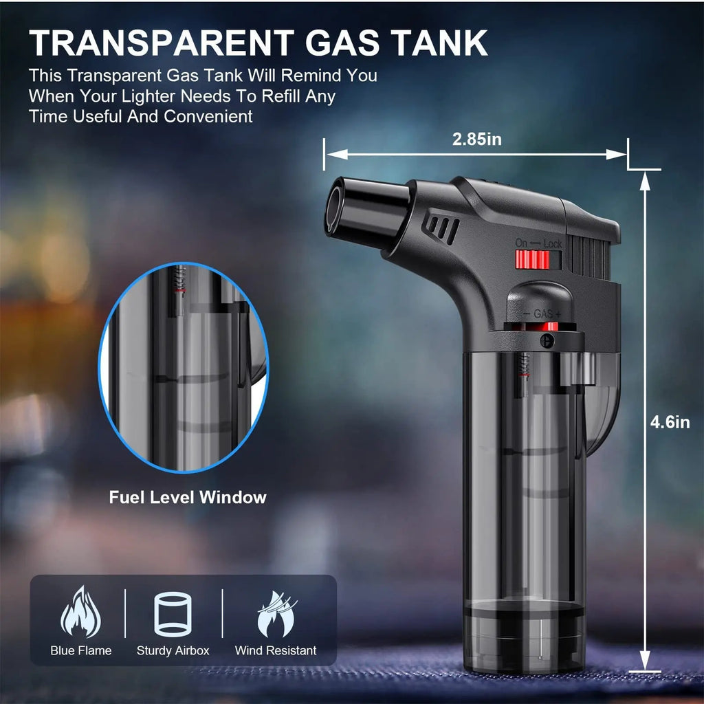 4PCS Butane Torch Lighter Portable Windproof Jet Flame Lighter for Outdoor Camping Barbecue Fireplace Candles Cooking