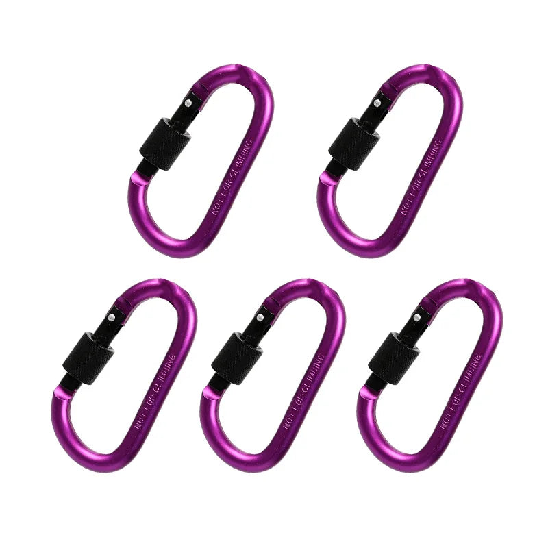 5PCS Carabiner Clip Set Aluminium Alloy Tourist Hooks Fishing Carbin Buckle Caribiner Key Holder Keychain Camping Karabiners