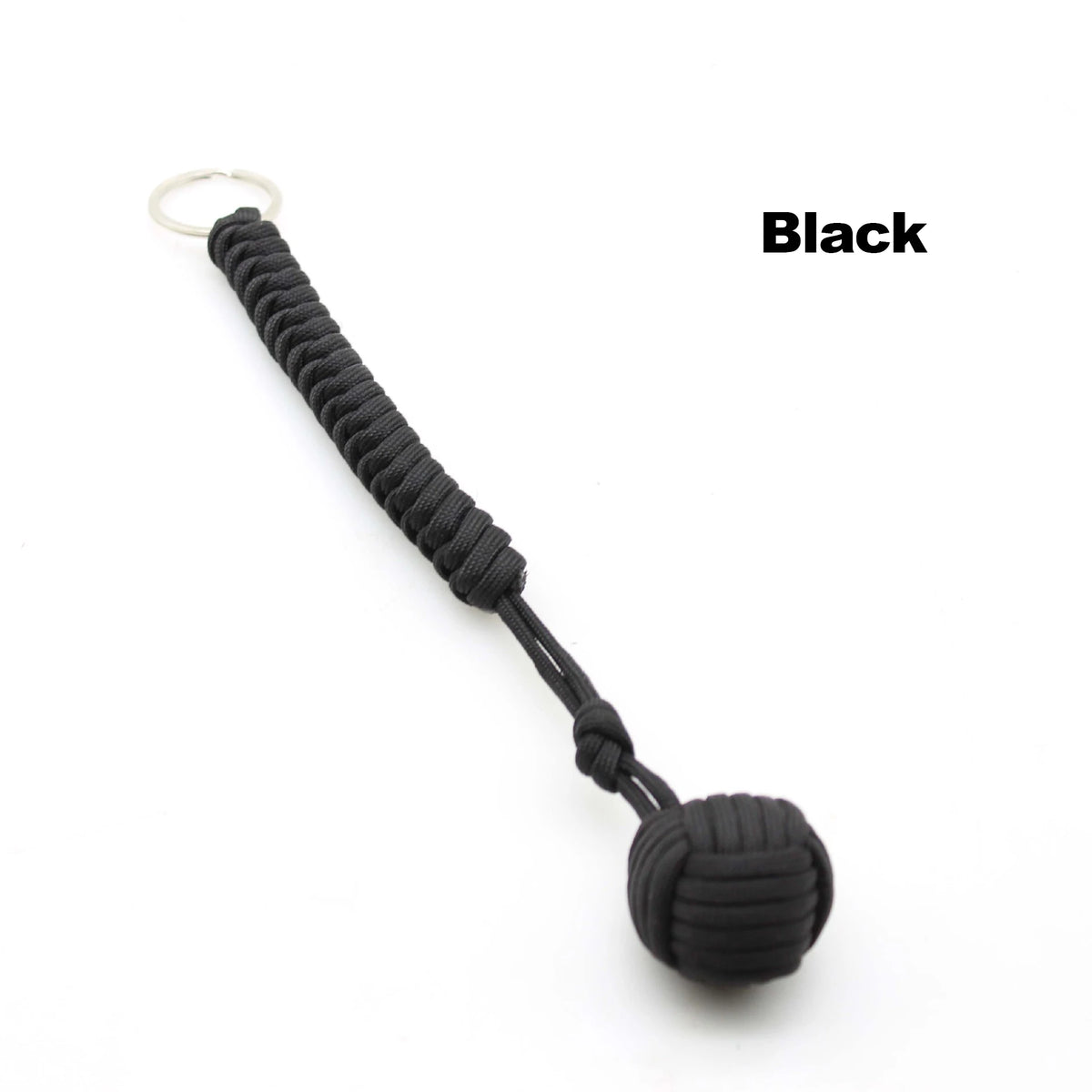 Outdoor Security Protection Black Monkey Fist Steel Ball for  Self Defense Lanyard Survival Key Chain
