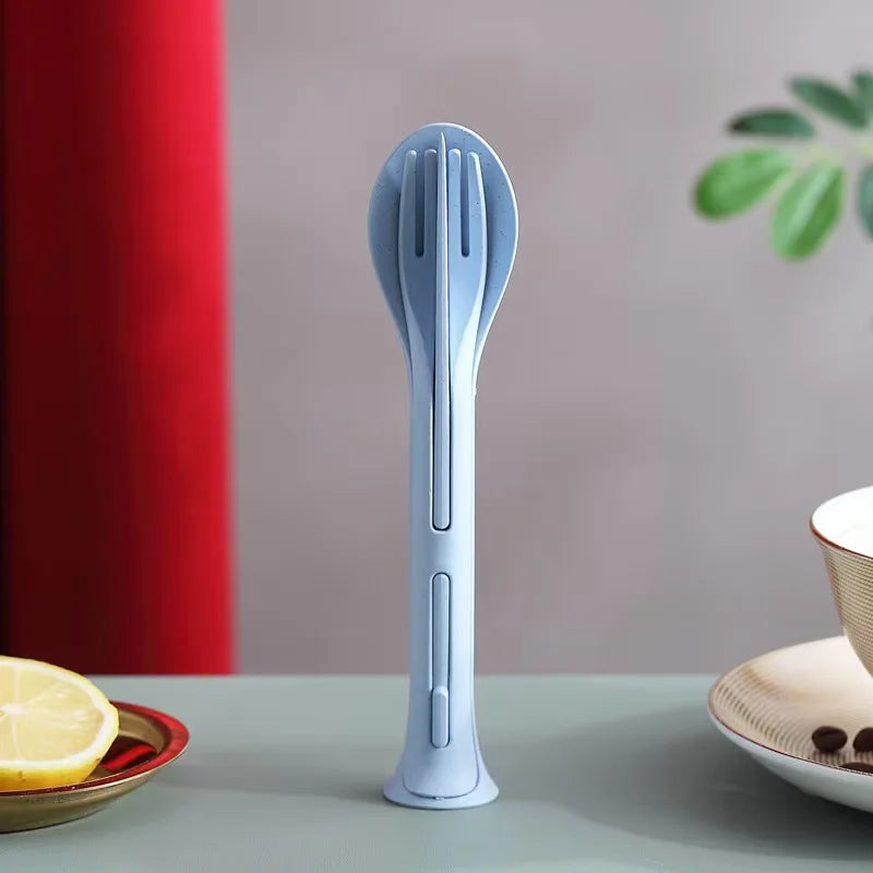 Detachable 3-in-1 Wheat Straw Tableware Reusable Spoon Fork Knife Portable Cutlery Set For Camping Picnic Travel Outdoor - Macgyverzoutpost