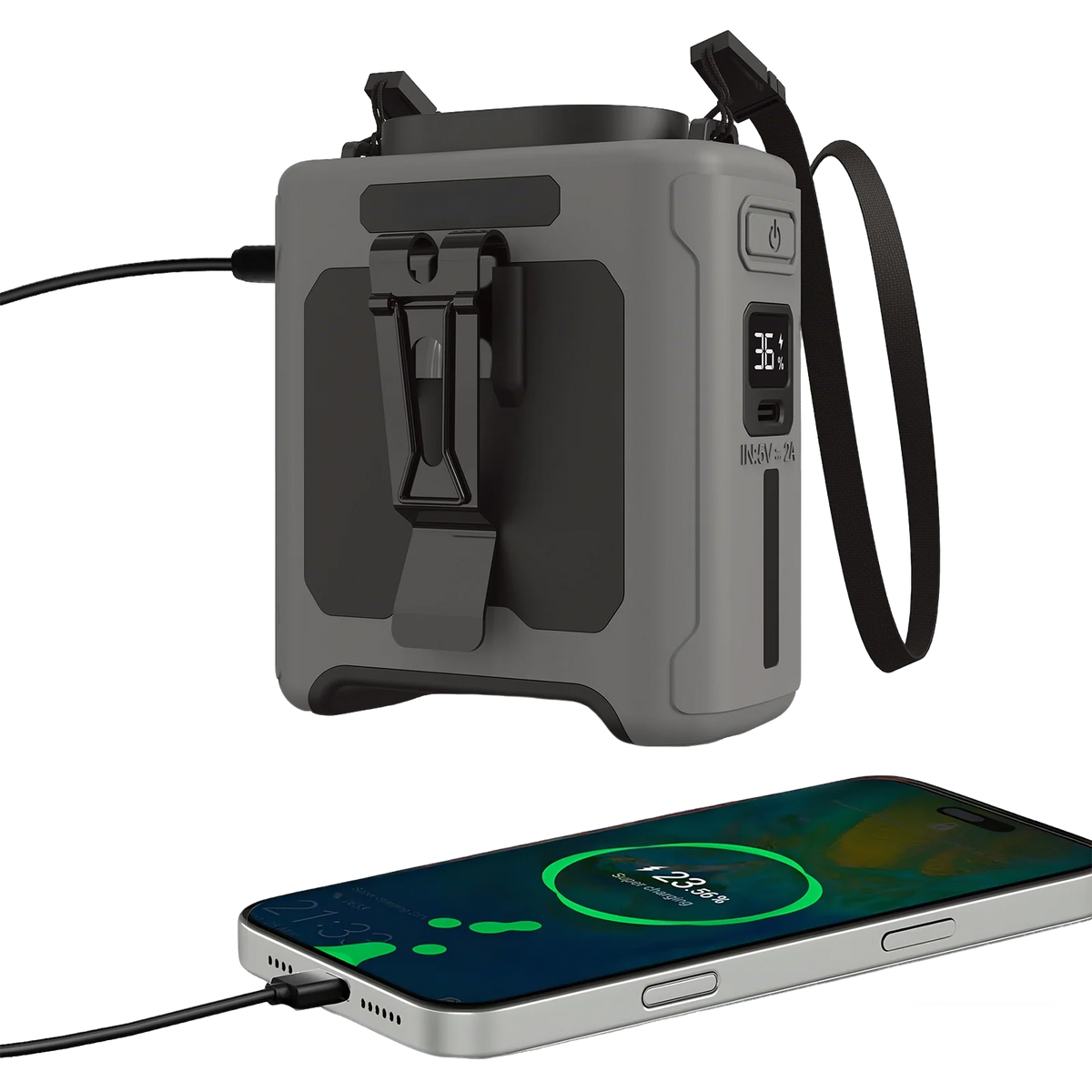 10000mAh Portable Waist Clip Fan Neck Hanging Fan for Outdoor Working Travel cooling fan with Power bank function - Macgyverzoutpost