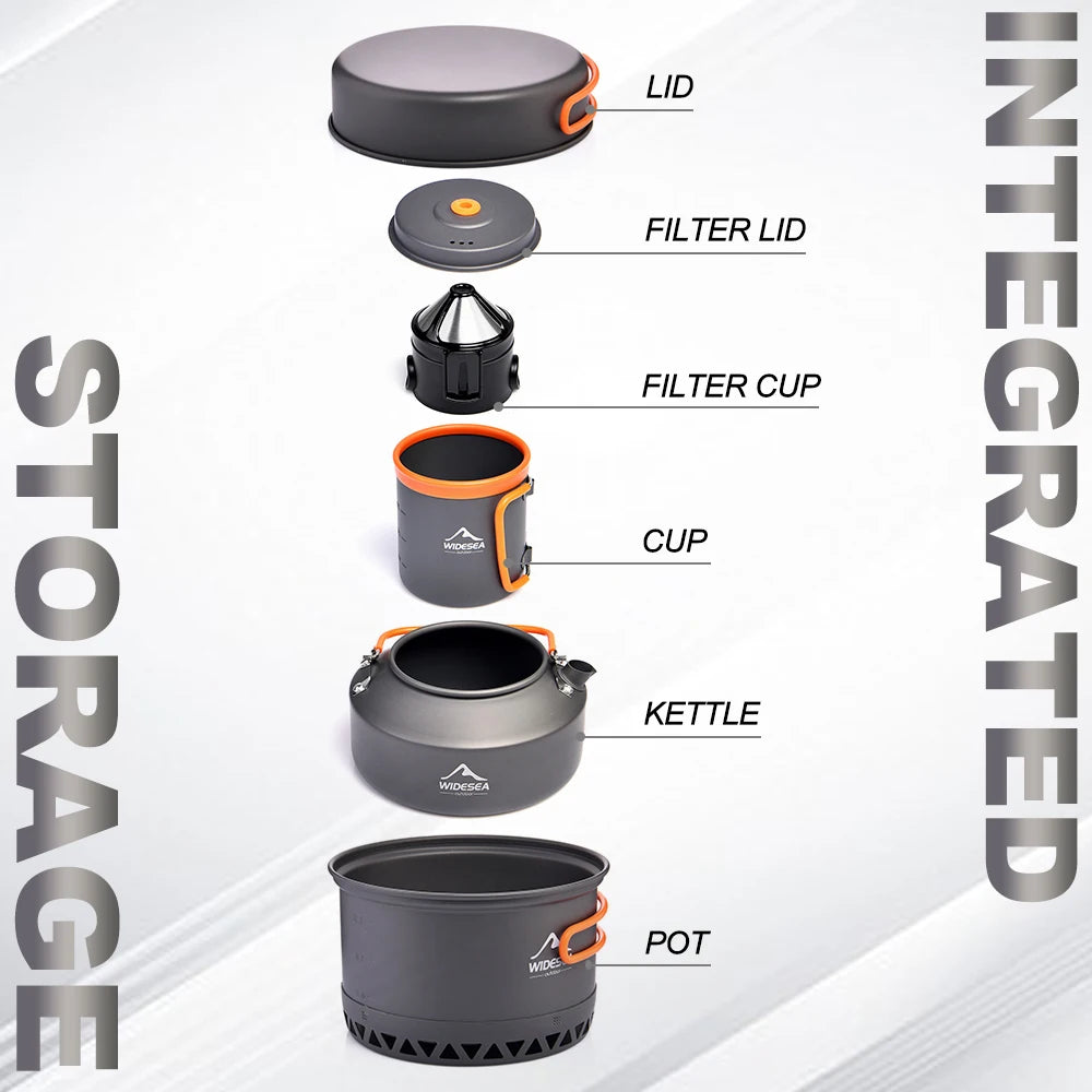 Camping Tableware Outdoor Cookware Set Pots Tourist Kettle Coffee Cup Kitchen Equipment Gear Utensils Hiking Picnic Travel