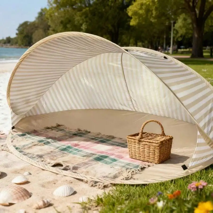 2-Person Pop-Up Beach Tent - Instant Setup Sun Shelter With No Assembly, Portable Outdoor Canopy For Camping Picnic Park |     Lightweight Family Leisure Shade For Beaches & Outdoor Fun