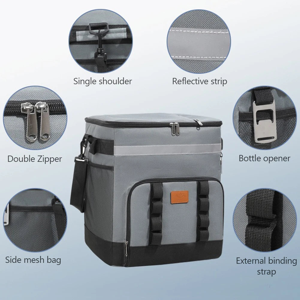 Insulated Rolling Cooler Bag Proof Picnic Trolley Box Detachable Large Thermal Food Delivery Box for Camping Refrigerator