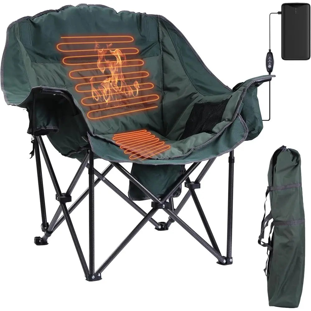 Insulated Warm Chair for Camping with Cooler & Side Pocket, Heavy Duty, Portable Power Supply