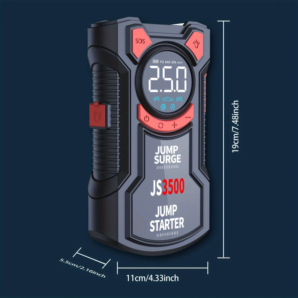 5-in-1 Jump Starter with Air Pump 3000A Peak Starter Box 150PSI Battery Pack with Digital Tire Inflator Car, Boat, Generator etc. - Macgyverzoutpost