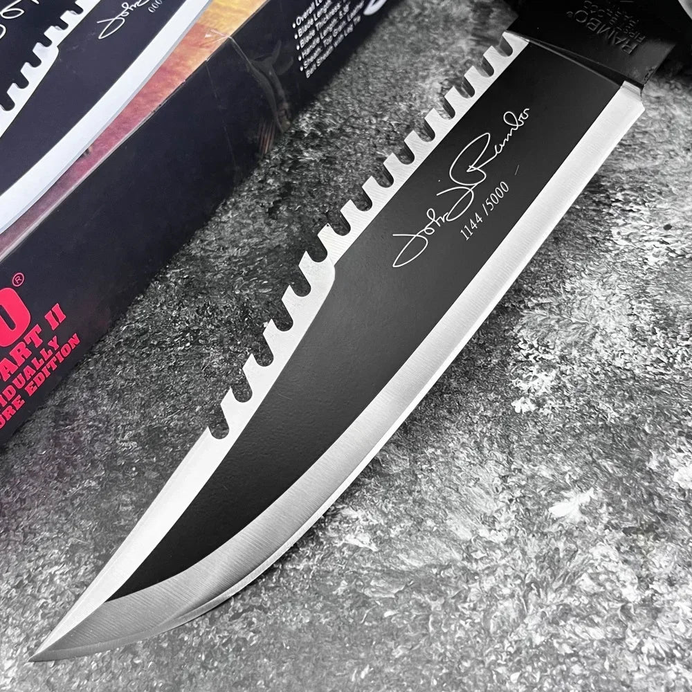 RAMBO Fixed Blade Knife 9Cr18Mov Blade Outdoor Hunting Survival Defense Tactical Combat Cutting Durable Camping Knife