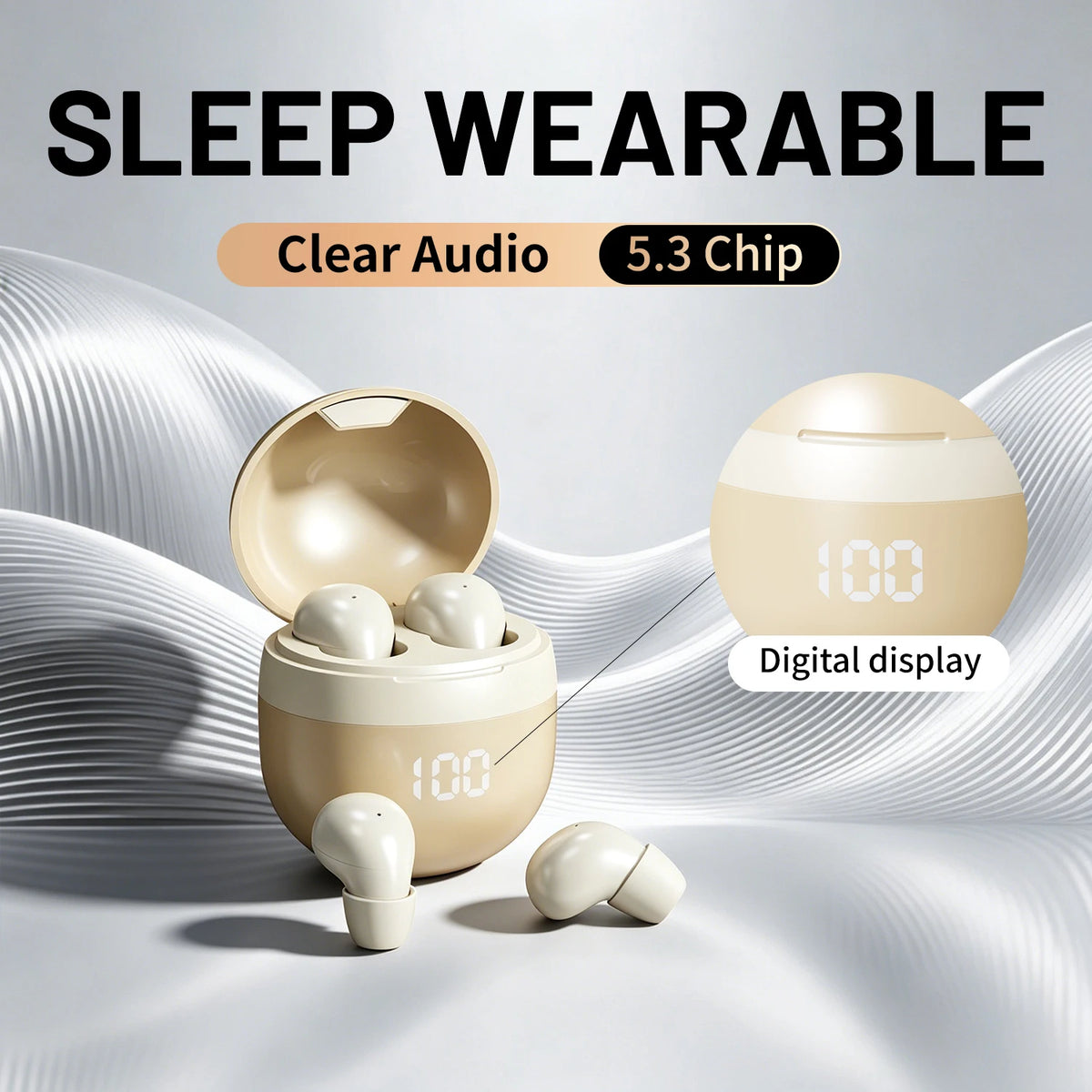 Small Wireless Bluetooth Headphones, Side Sleeping Not Pressing Ear And Sports Invisible In Ear Noise Cancelling, Low Latency, Long Battery Life HiFi Bass 6D Sound Effect Sleep Earbuds For Android IOS