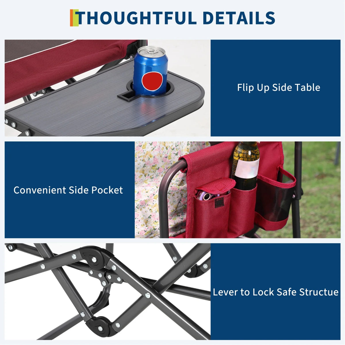 1 Pack / 2 Pack Oversized Heavy Duty Folding Directors Chair for Adults, 400 Lbs Capacity Portable Camping Chair with Side Table, Cup Holder & Side Pocket,
