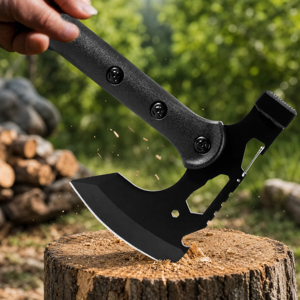 Black Outdoor Fixed Blade Knife with Protective Sheath Long Handle Portable Camping Hiking Picnic Daily Use Utility Accessory