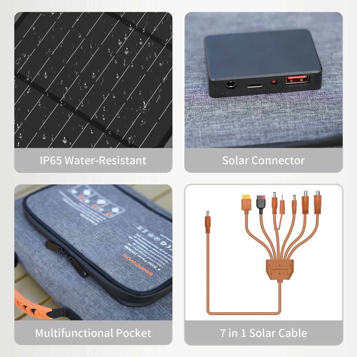 MHPOWOS 40W Foldable Solar Panel 5V USB Portable Battery Charger for Cell Phone Waterproof Power Bank - Macgyverzoutpost