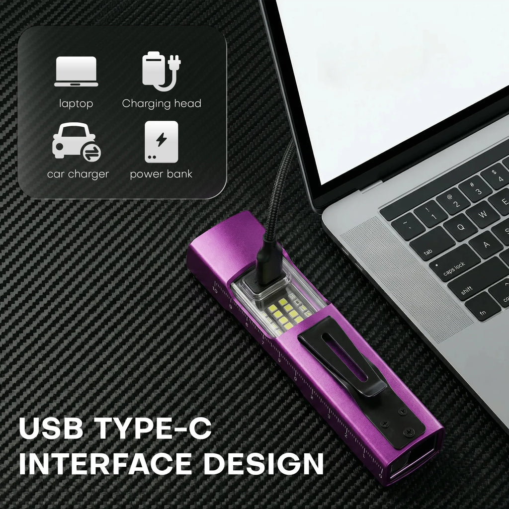 UV Multi-Function Flashlight, UV Light, Rechargeable, Aluminum Alloy, Portable Clip, Home occupancy verification, Pet Stain Detection, Outdoor Camping, Emergency Repairs - Macgyverzoutpost