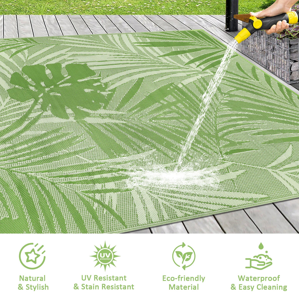 8‘x10' Outdoor Rug Waterproof Recycled Plastic Straw Rug Patio Rug Indoor Outdoor Carpet for Patio Deck Camping RV Beach